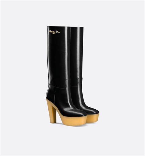 Diorunway Heeled Boot Black Brushed Calfskin 